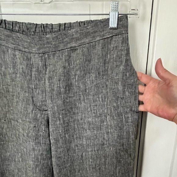 Chico's 100% Linen Button Trim Cropped Pull On Pants size Chico’s 00 US 2 Grey - Picture 6 of 12